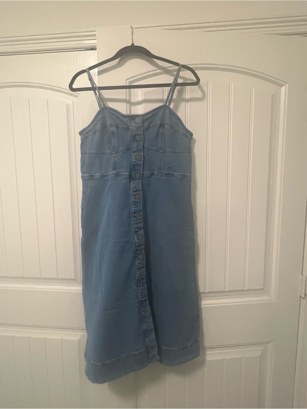 Universal Thread Light Blue Denim Midi Button-Front Dress